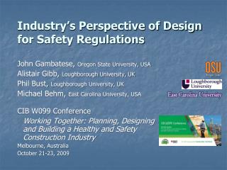 Industry’s Perspective of Design for Safety Regulations