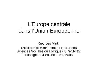 L’Europe centrale dans l’Union Européenne