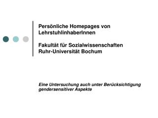 Eine Untersuchung auch unter Berücksichtigung gendersensitiver Aspekte