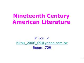 Nineteenth Century American Literature