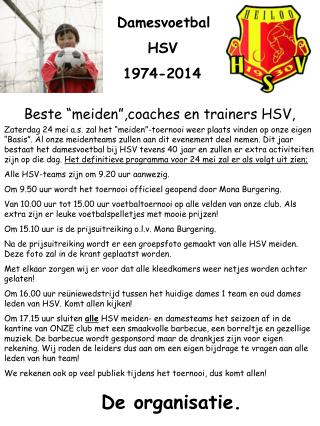 Beste “meiden”,coaches en trainers HSV,