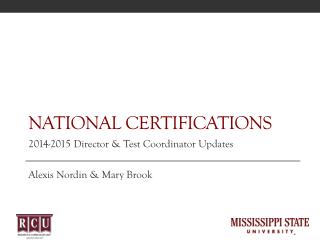 National Certifications