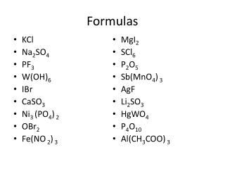 Formulas