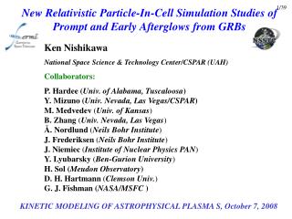 New Relativistic Particle-In-Cell Simulation Studies of Prompt and Early Afterglows from GRBs