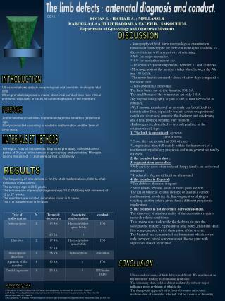 The limb defects : antenatal diagnosis and conduct.