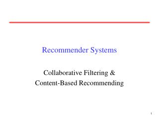 Recommender Systems