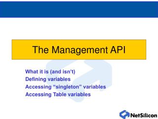 The Management API