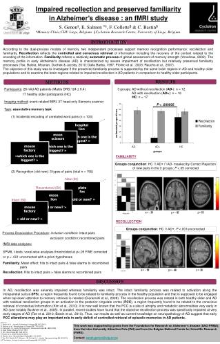 Impaired recollection and preserved familiarity in Alzheimer’s disease : an fMRI study