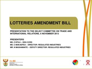 LOTTERIES AMENDMENT BILL