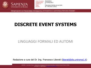 DISCRETE EVENT SYSTEMS