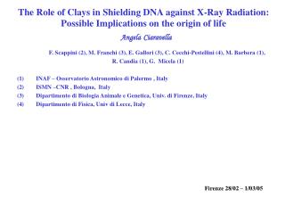 F. Scappini (2), M. Franchi (3), E. Gallori (3), C. Cecchi-Pestellini (4), M. Barbera (1),