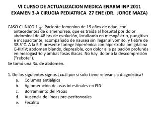 VI CURSO DE ACTUALIZACION MEDICA ENARM INP 2011