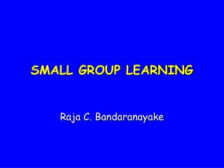 SMALL GROUP LEARNING