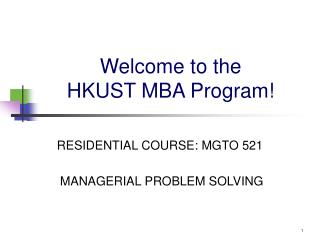 Welcome to the HKUST MBA Program!