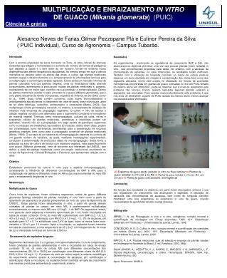 MULTIPLICAÇÃO E ENRAIZAMENTO IN VITRO DE GUACO ( Mikania glomerata ) (PUIC)