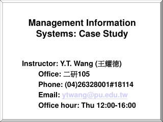 Management Information Systems: Case Study