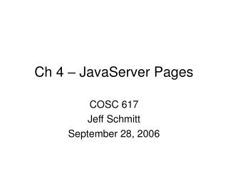 Ch 4 – JavaServer Pages