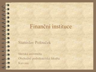 Finanční instituce