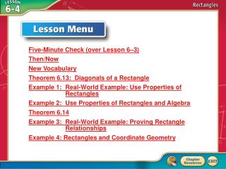 Lesson Menu