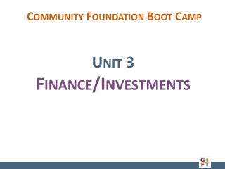 Unit 3 Finance/Investments