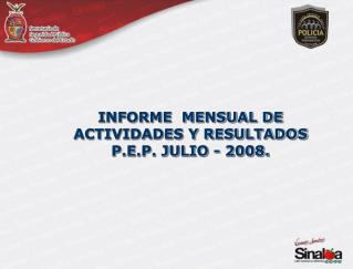 INFORME MENSUAL DE ACTIVIDADES Y RESULTADOS P.E.P. JULIO - 2008.