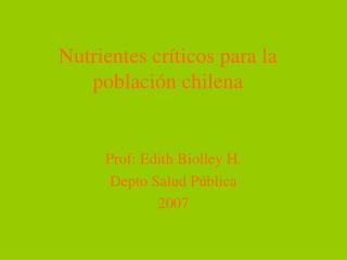 Nutrientes críticos para la población chilena