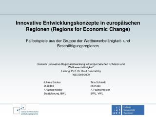Seminar „Innovative Regionalentwicklung in Europa zwischen Kohäsion und Wettbewerbsfähigkeit“
