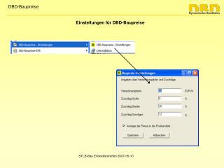 Einstellungen für DBD-Baupreise