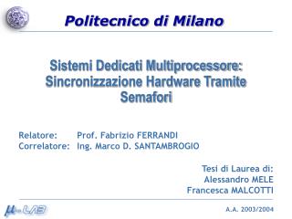 Sistemi Dedicati Multiprocessore: Sincronizzazione Hardware Tramite Semafori
