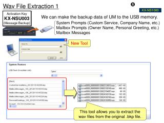 This tool allows you to extract the wav files from the original .bkp file.