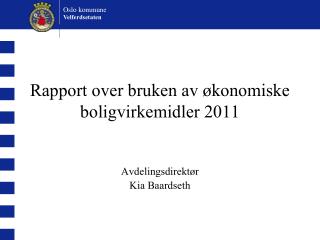 Rapport over bruken av økonomiske boligvirkemidler 2011