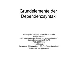 Grundelemente der Dependenzsyntax