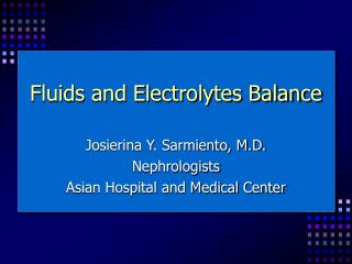 Fluids and Electrolytes Balance