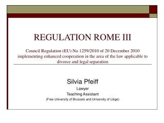 Silvia Pfeiff Lawyer Teaching Assistant (Free University of Brussels and University of Liège)
