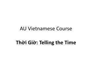 AU Vietnamese Course