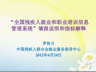 “全国残疾人就业和职业培训信息管理系统”填报说明和指标解释