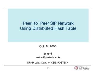 Peer-to-Peer SIP Network Using Distributed Hash Table