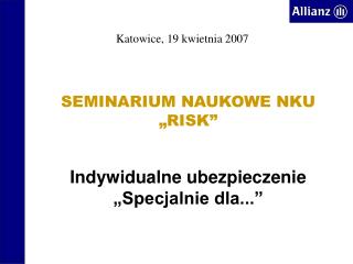 SEMINARIUM NAUKOWE NKU „RISK”