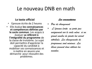 Le nouveau DNB en math