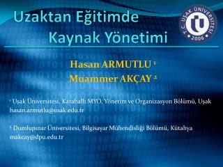 Uzaktan Eğitimde Kaynak Yönetimi