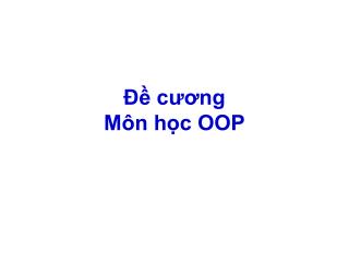 Đề cương Môn học OOP