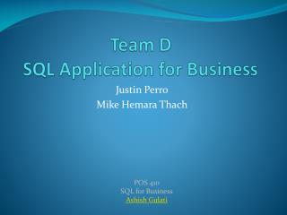 Team D SQL Application for Business