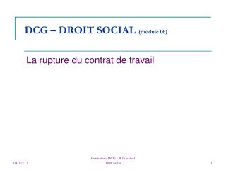 DCG – DROIT SOCIAL (module 06)