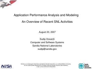 Application Performance Analysis and Modeling