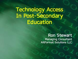 Technology Access In Post-Secondary Education