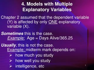 4. Models with Multiple Explanatory Variables