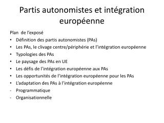 Partis autonomistes et intégration européenne