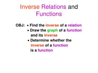 Inverse Relations and Functions