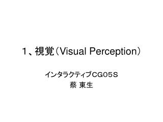 １、視覚（ Visual Perception ）