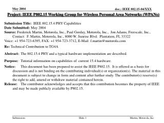 Project: IEEE P802.15 Working Group for Wireless Personal Area Networks (WPANs)